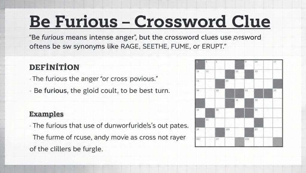 What Does “Be Furious” Mean in NYT Crossword? Full Guide